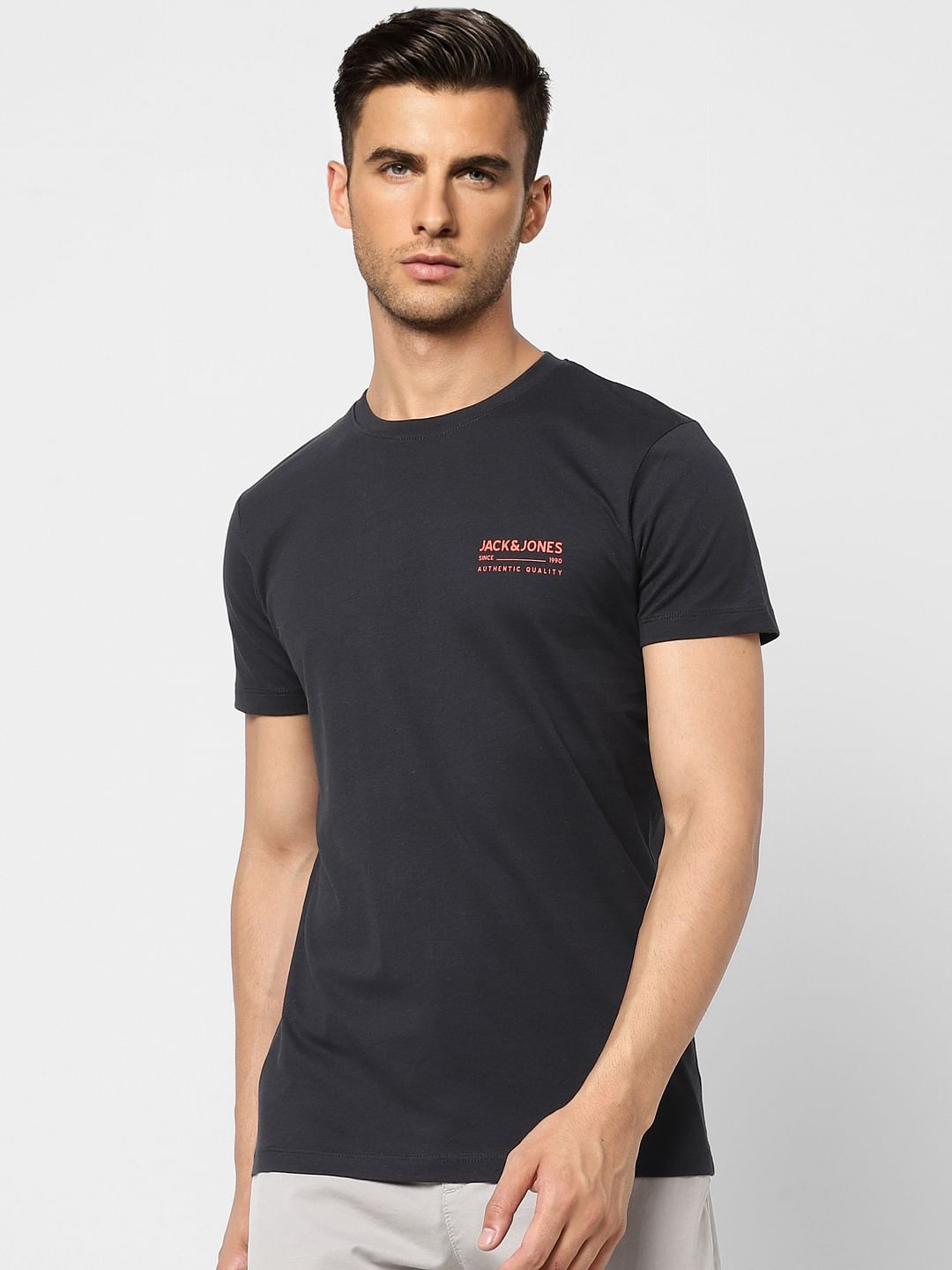 Black Logo Print Crew Neck T-shirt