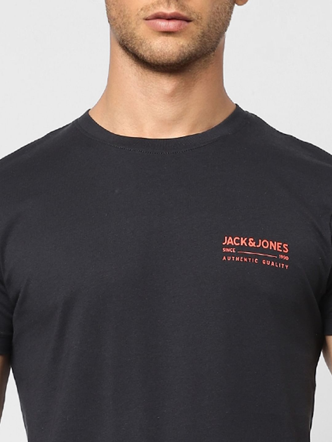 Black Logo Print Crew Neck T-shirt