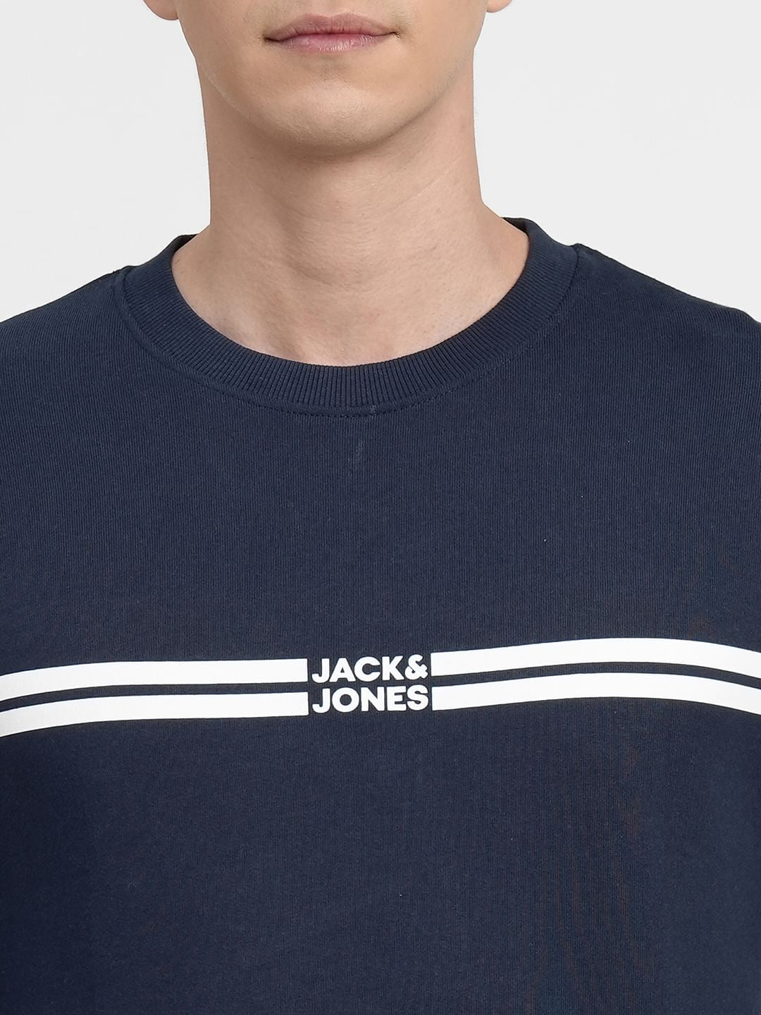 Navy Blue Logo Print Sweatshirt
