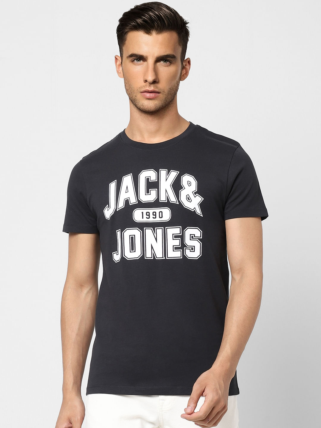 Black Logo Print Crew Neck T-shirt