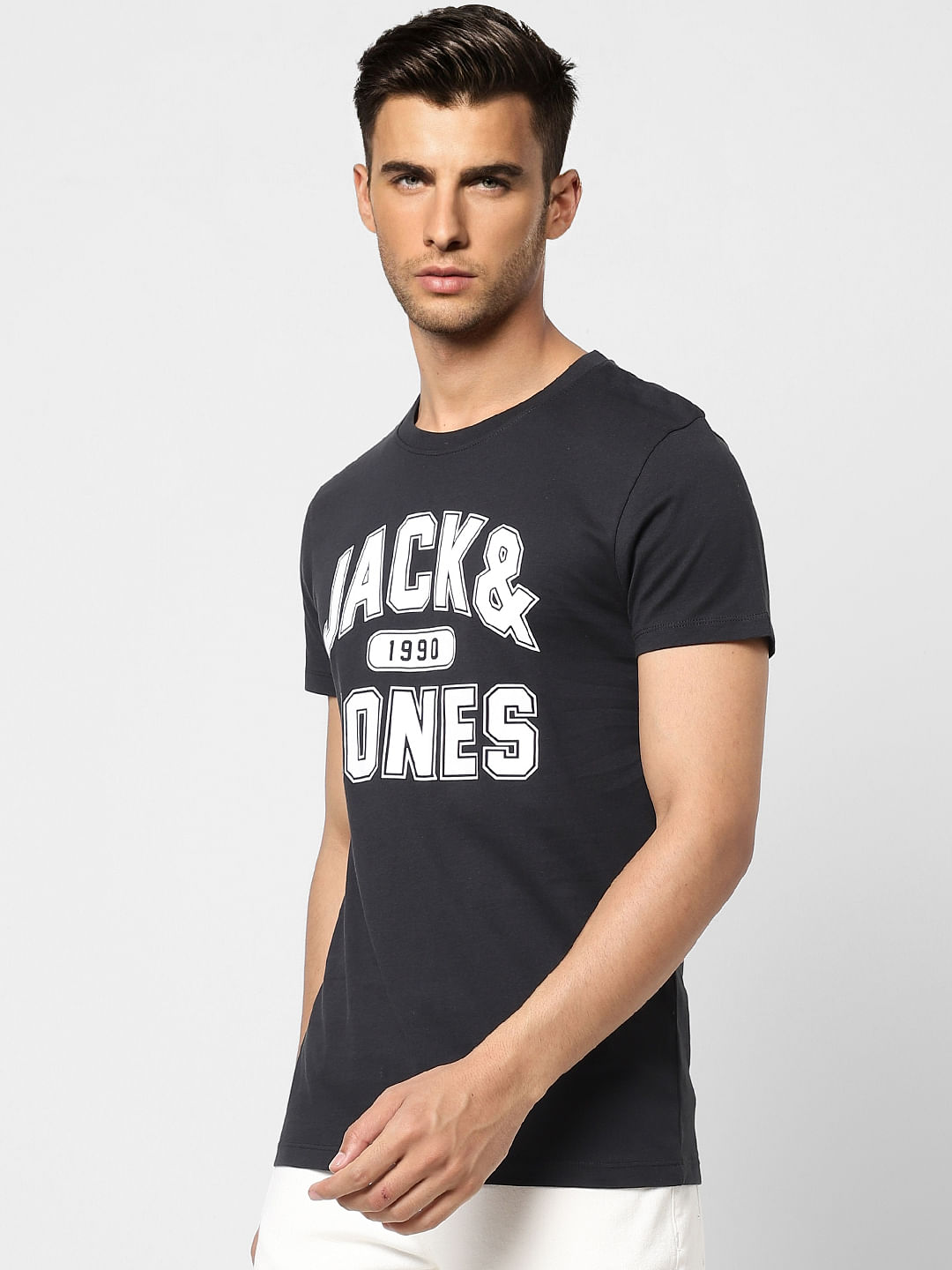 Black Logo Print Crew Neck T-shirt