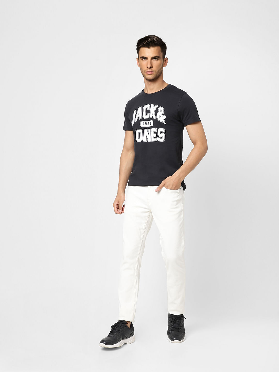Black Logo Print Crew Neck T-shirt