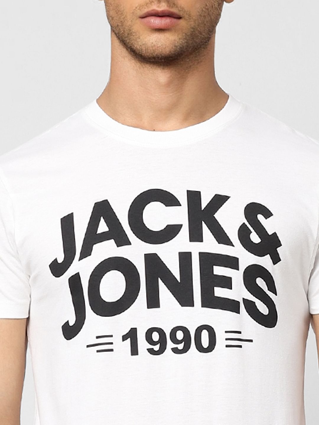 White Logo Print Crew Neck T-shirt