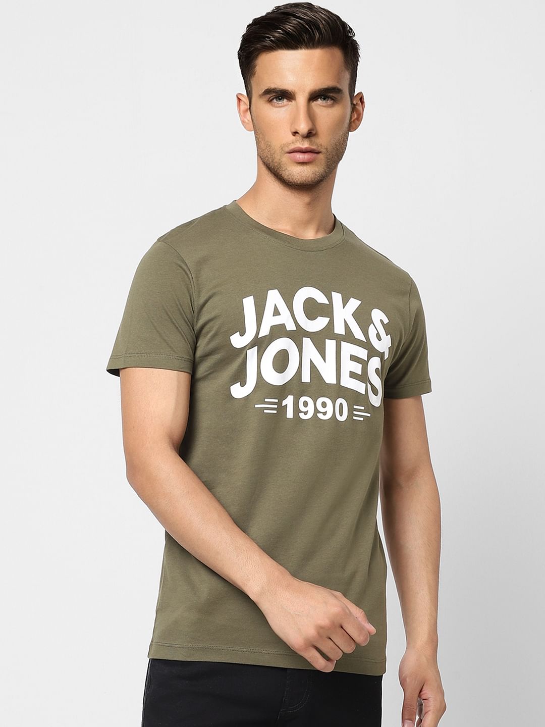 Olive Logo Print Crew Neck T-shirt