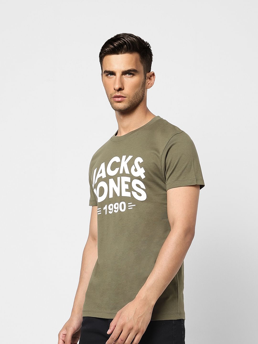 Olive Logo Print Crew Neck T-shirt