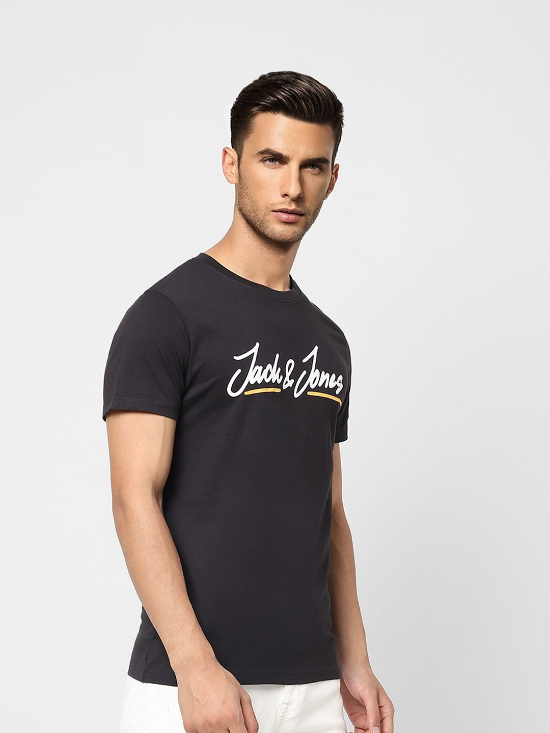Black Logo Print Crew Neck T-shirt
