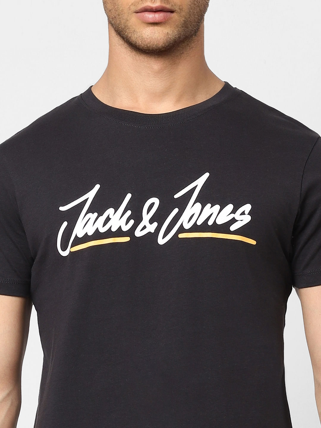 Black Logo Print Crew Neck T-shirt