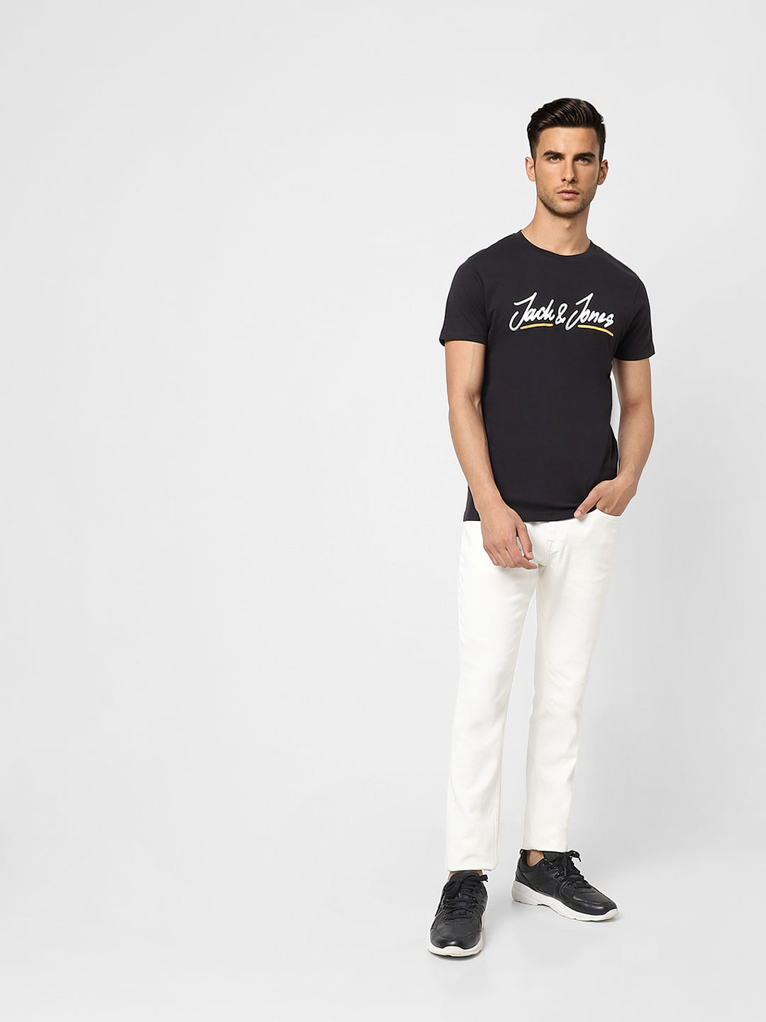 Black Logo Print Crew Neck T-shirt