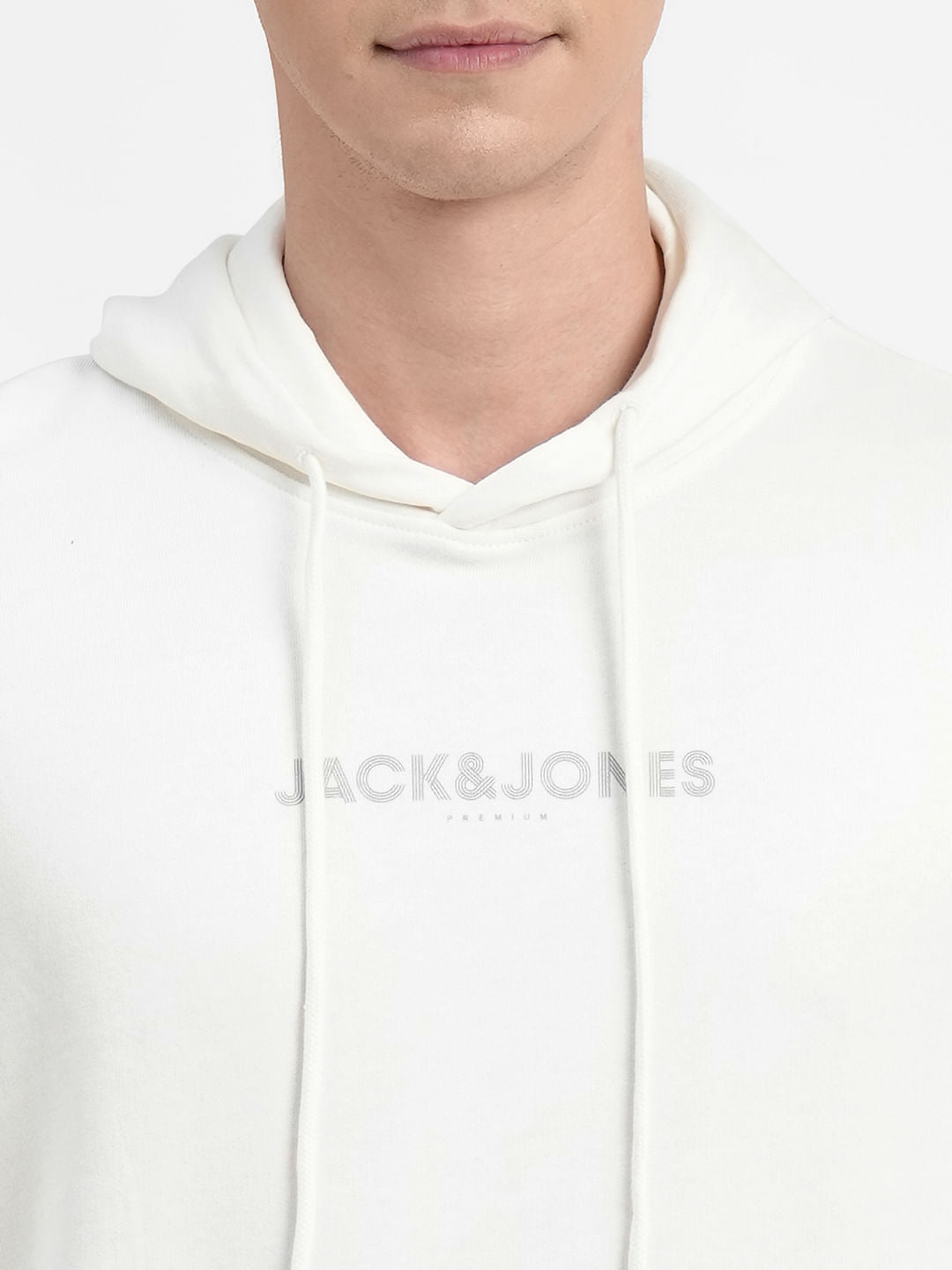 White Logo Print Hooded Sweatshirt