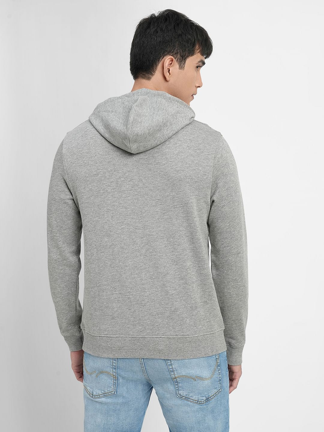 Grey Logo Print Hooded Sweatshirt