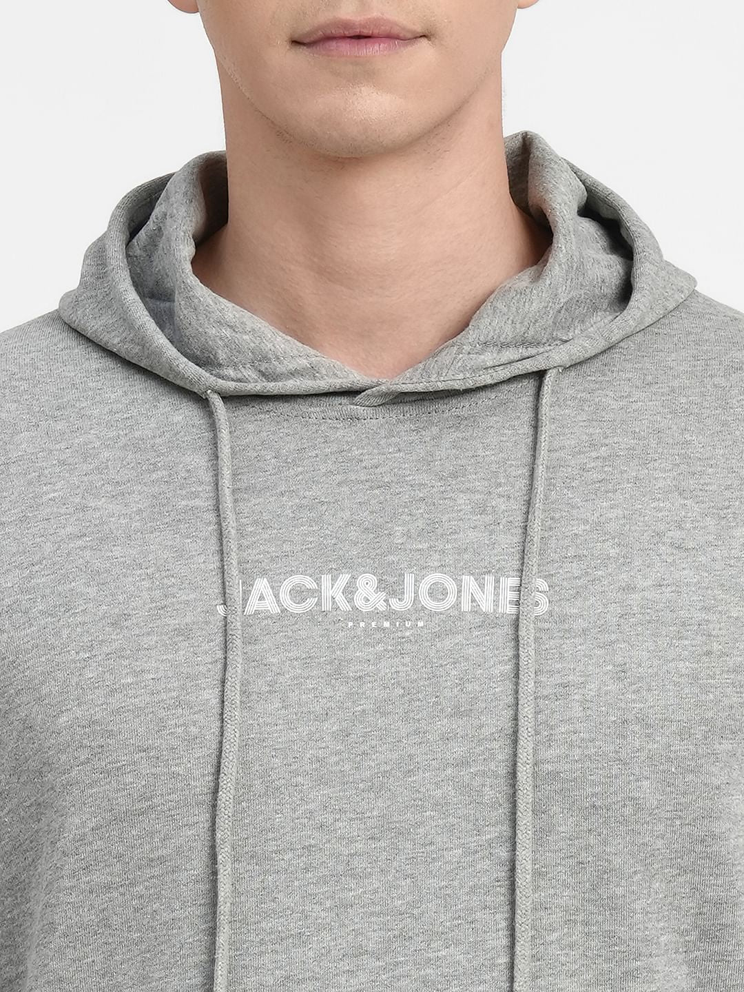 Grey Logo Print Hooded Sweatshirt