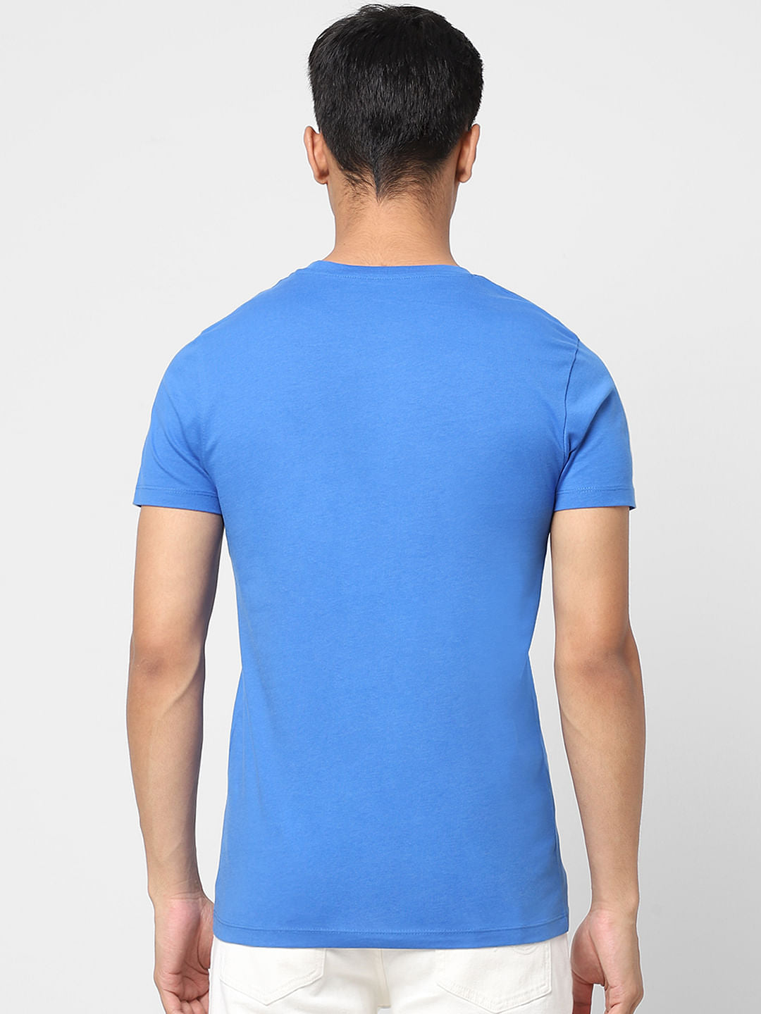 Blue Logo Print Crew Neck T-shirt