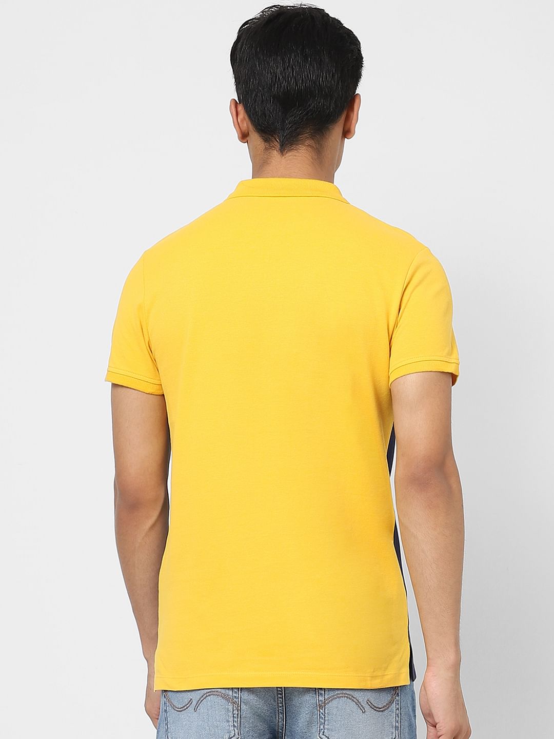 Yellow Colourblocked Polo T-shirt