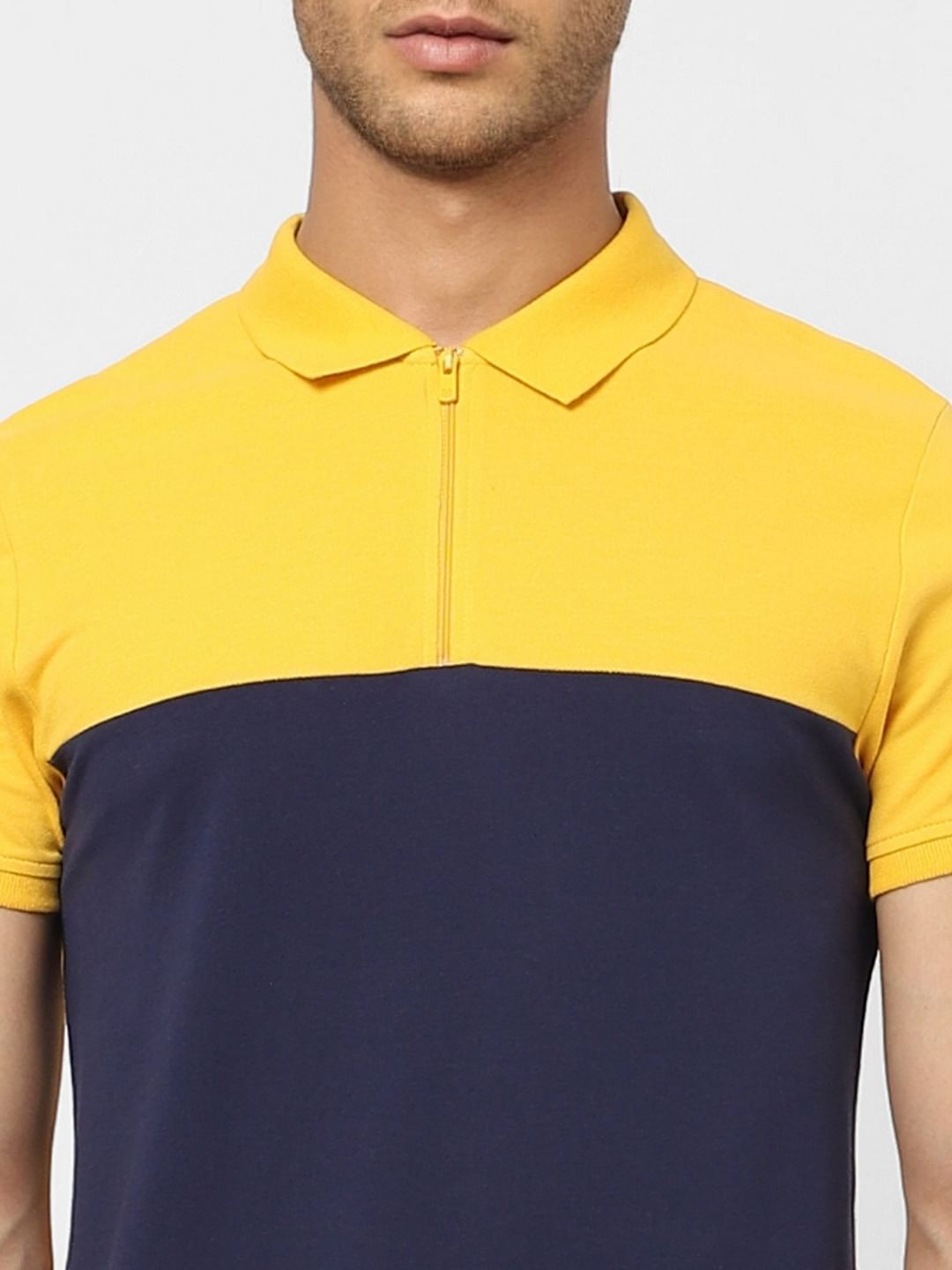 Yellow Colourblocked Polo T-shirt
