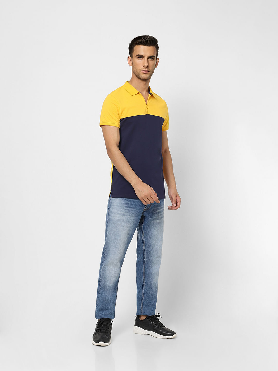 Yellow Colourblocked Polo T-shirt