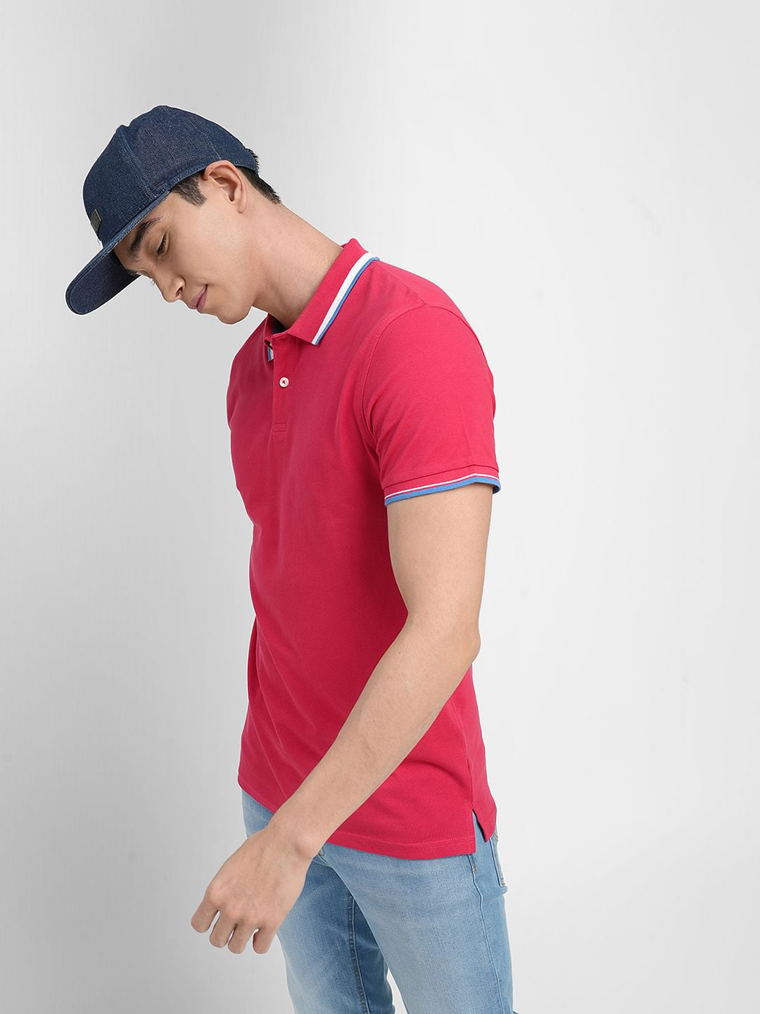 Pink Polo Neck T-shirt - S
