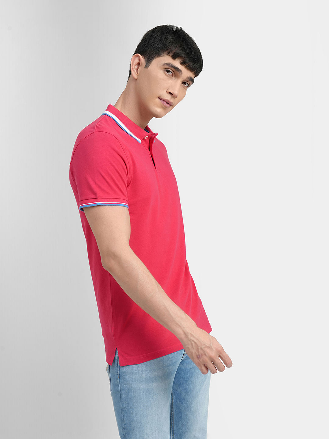 Pink Polo Neck T-shirt