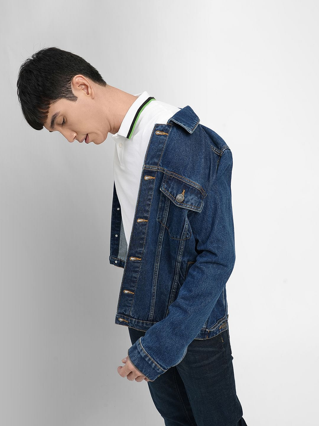 White Polo Neck T-shirt - S