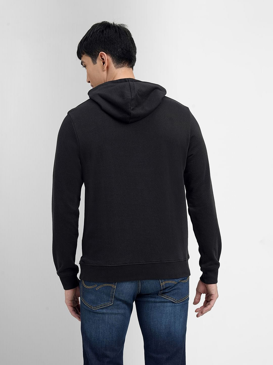 Black Logo Print Hooded Sweatshirt