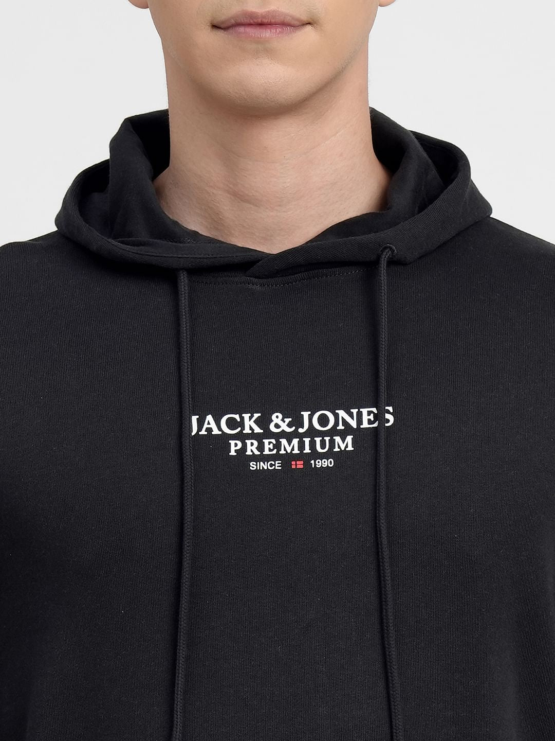 Black Logo Print Hooded Sweatshirt