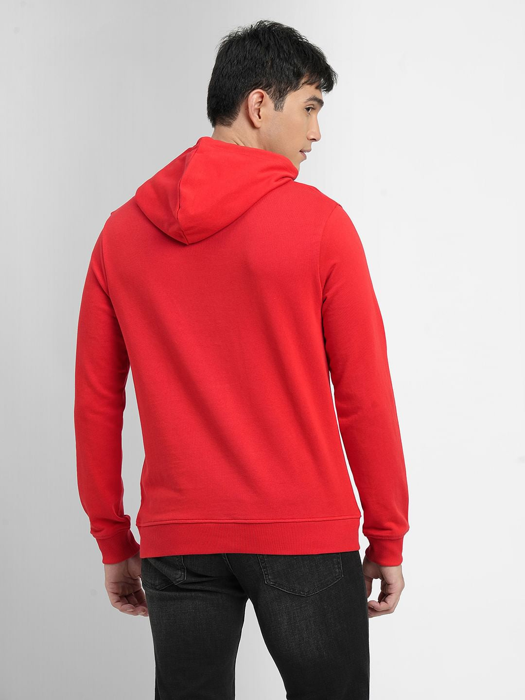 Red Logo Print Hooded Sweatshirt