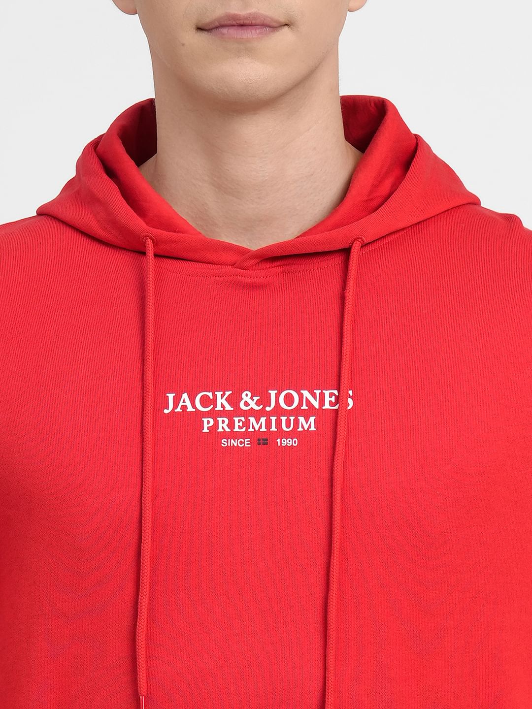 Red Logo Print Hooded Sweatshirt