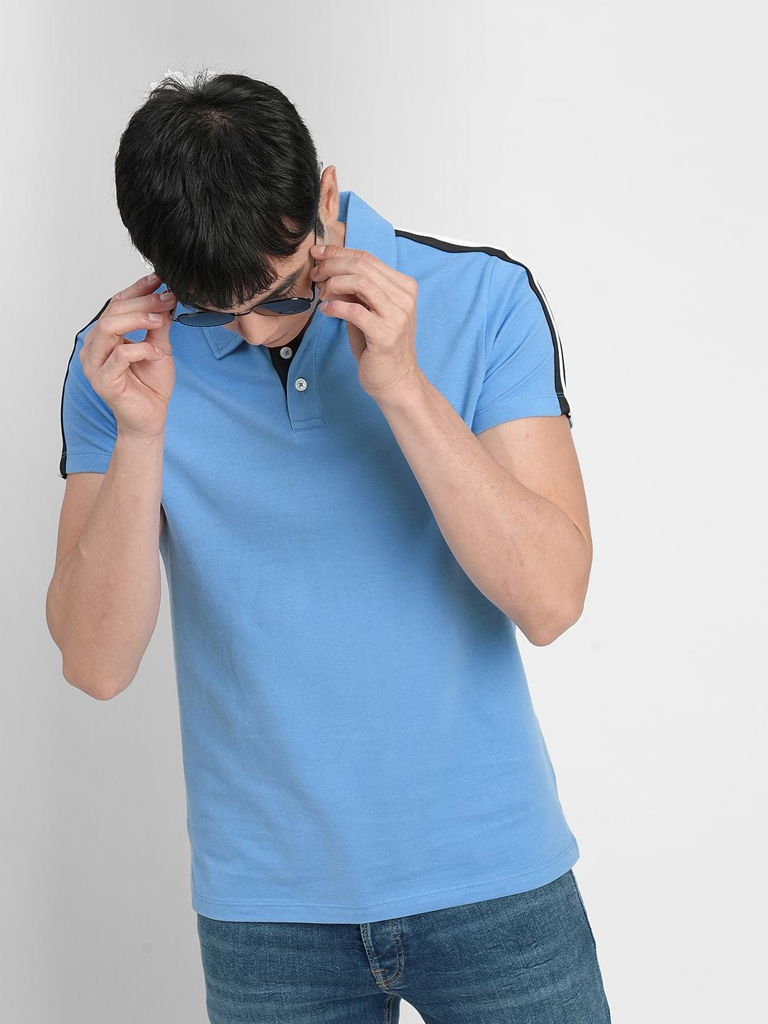 Blue Polo Neck T-shirt - S