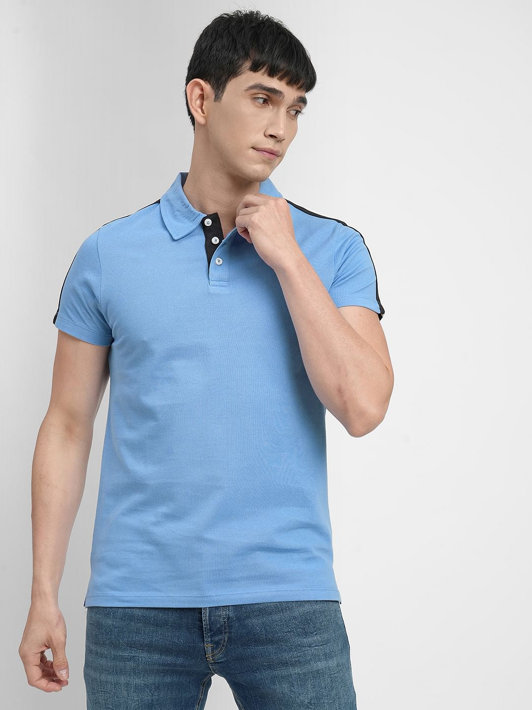 Blue Polo Neck T-shirt