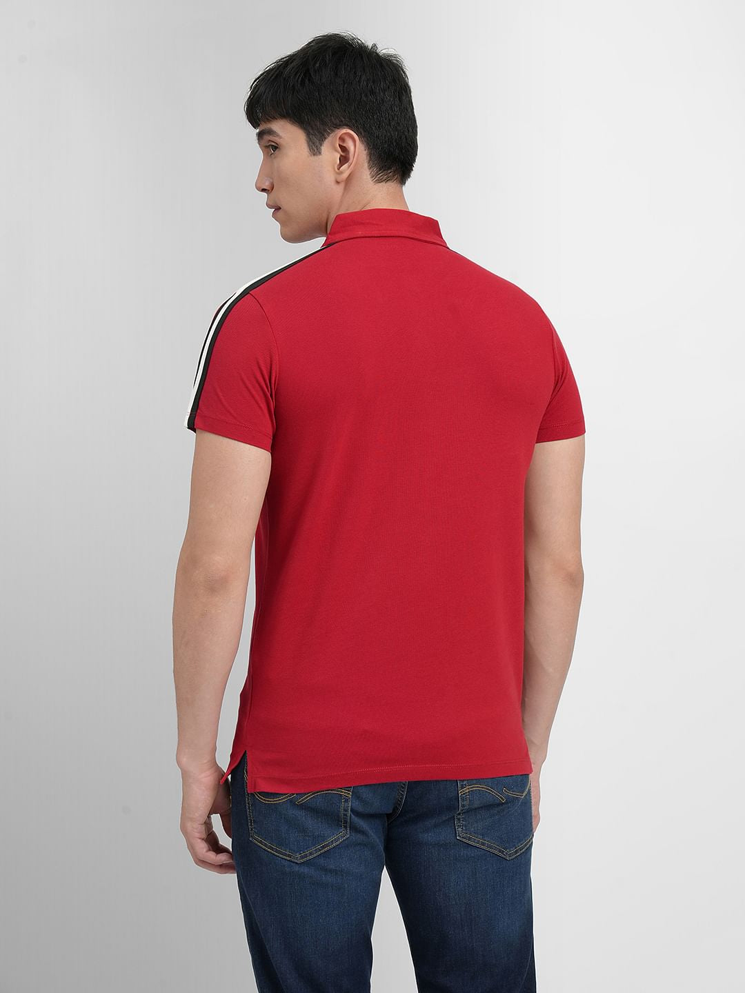 Red Tape Detail Polo Neck T-shirt