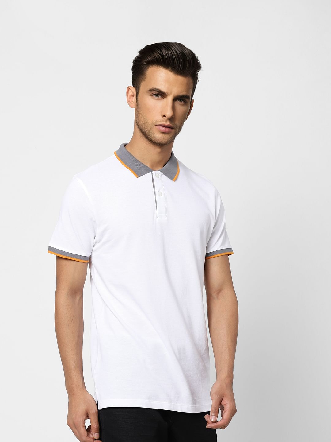 White Contrast Tipping Polo T-shirt