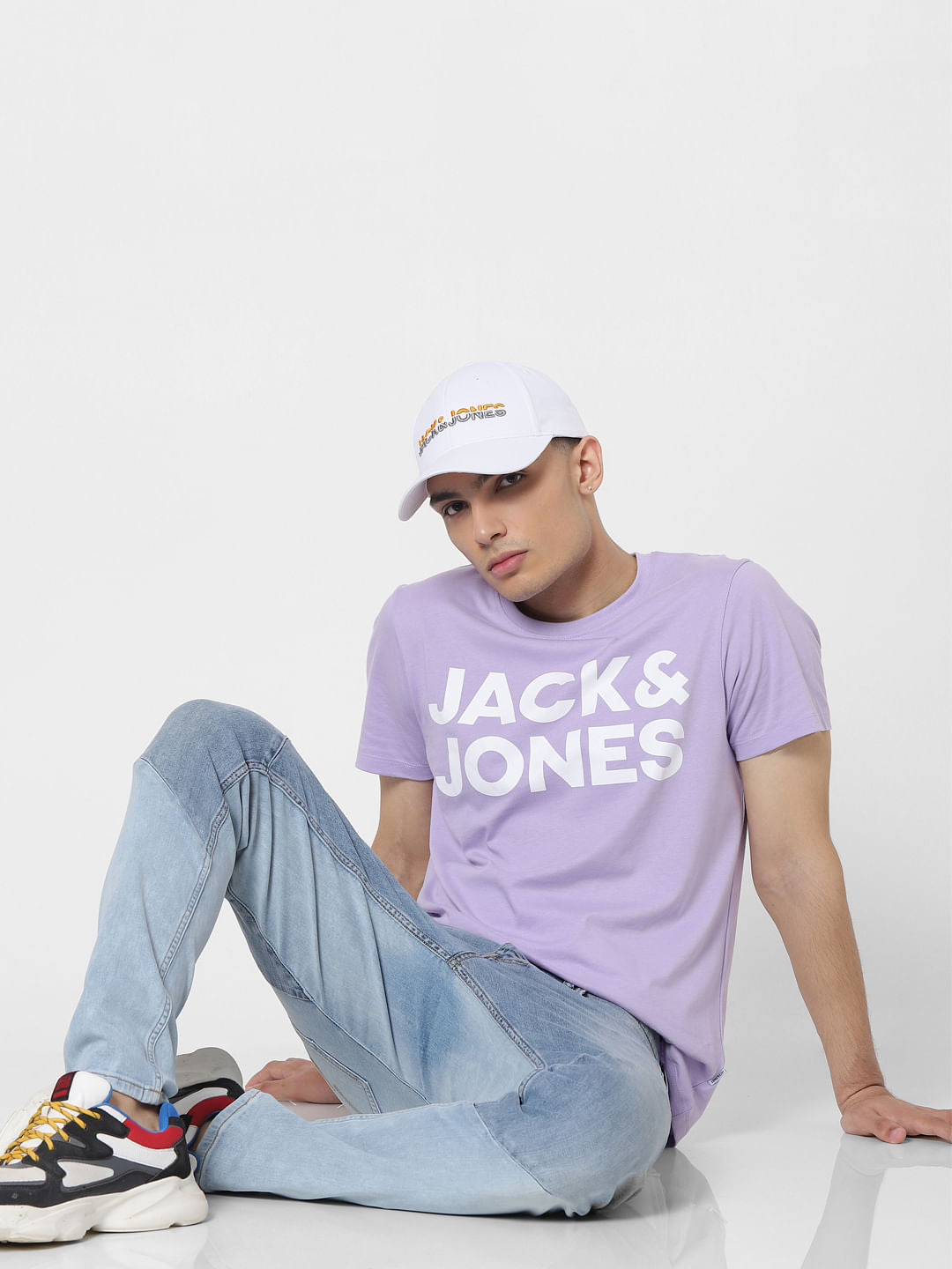 Lilac Logo Print Crew Neck T-shirt - S