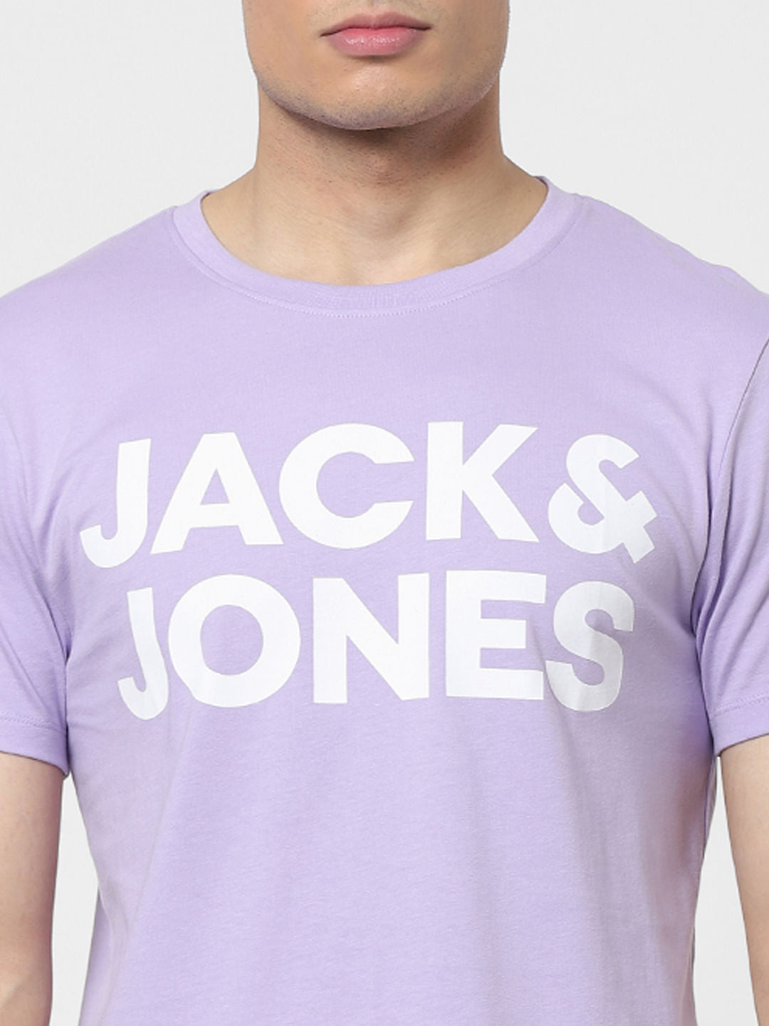 Lilac Logo Print Crew Neck T-shirt