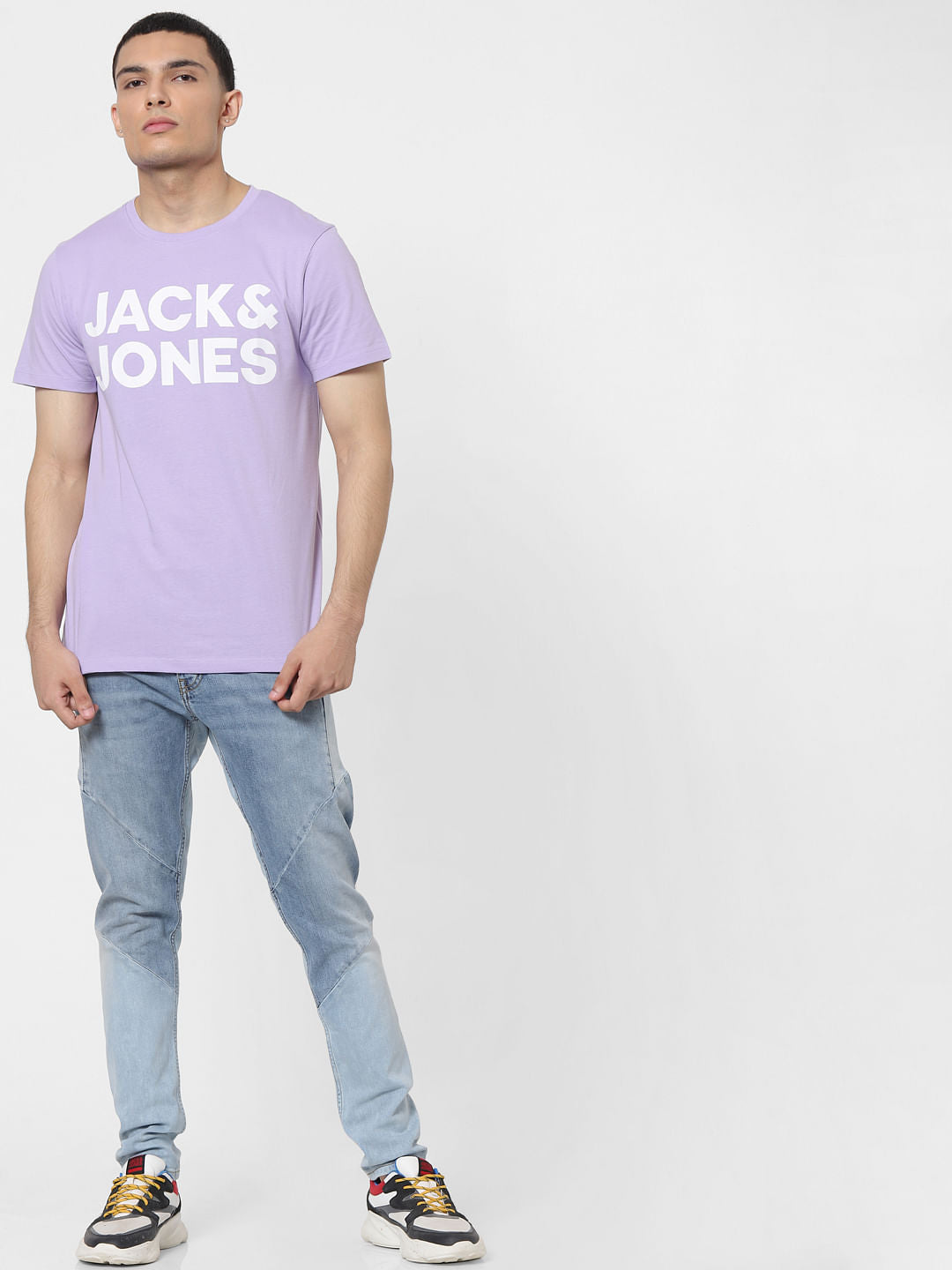 Lilac Logo Print Crew Neck T-shirt