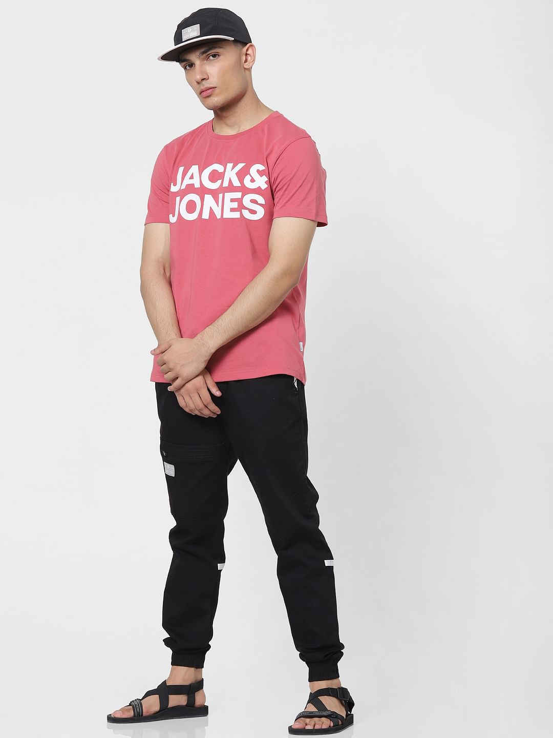 Pink Logo Print Crew Neck T-shirt