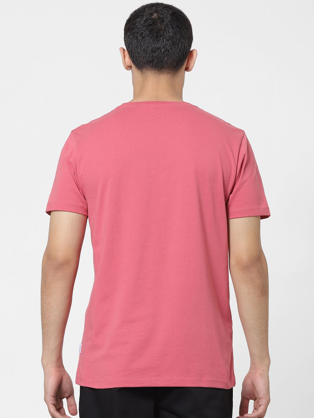 Pink Logo Print Crew Neck T-shirt