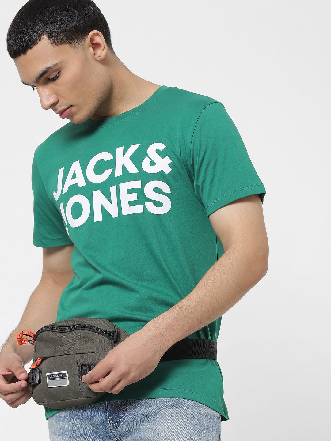 Green Logo Print Crew Neck T-shirt