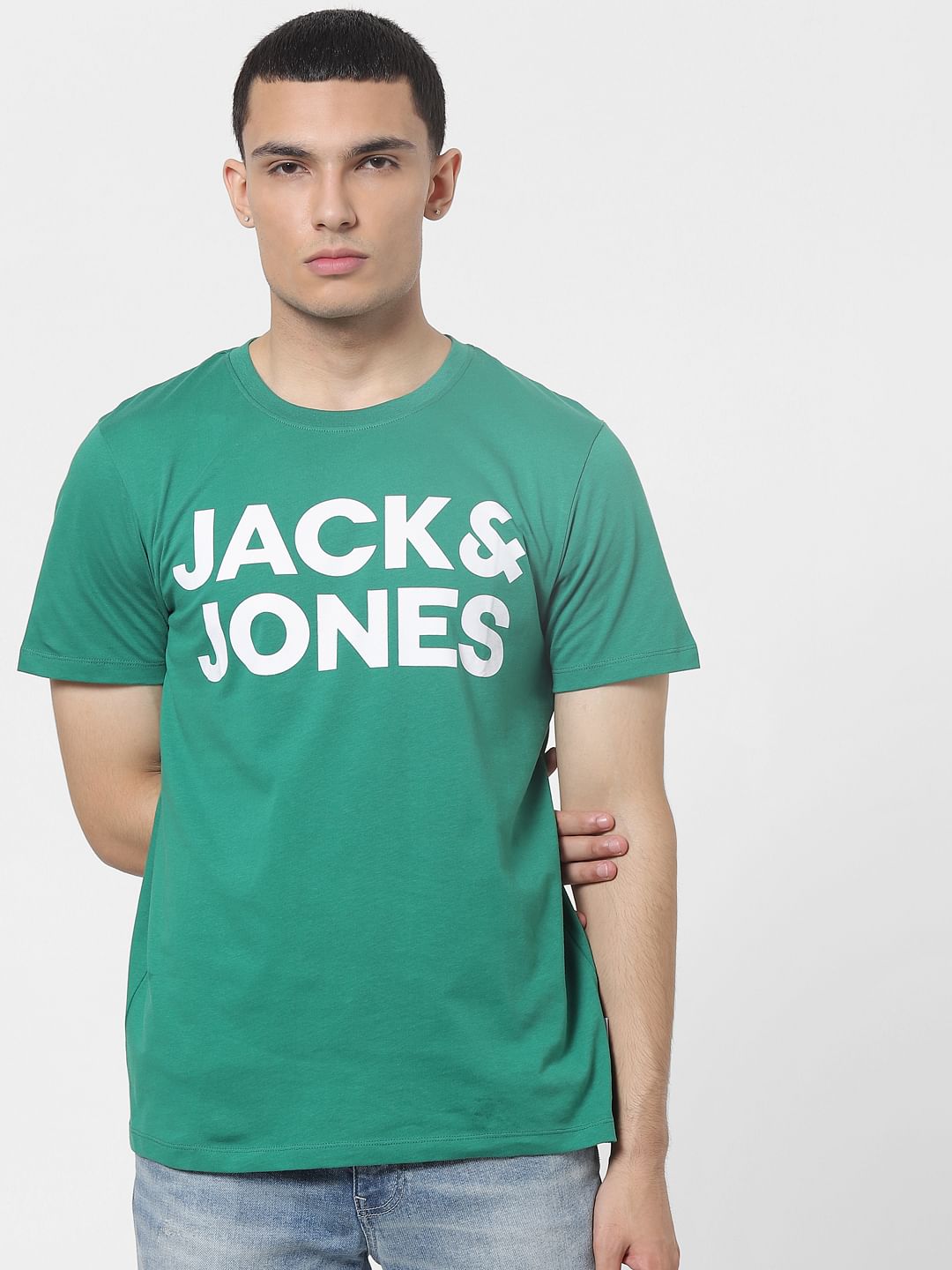 Green Logo Print Crew Neck T-shirt