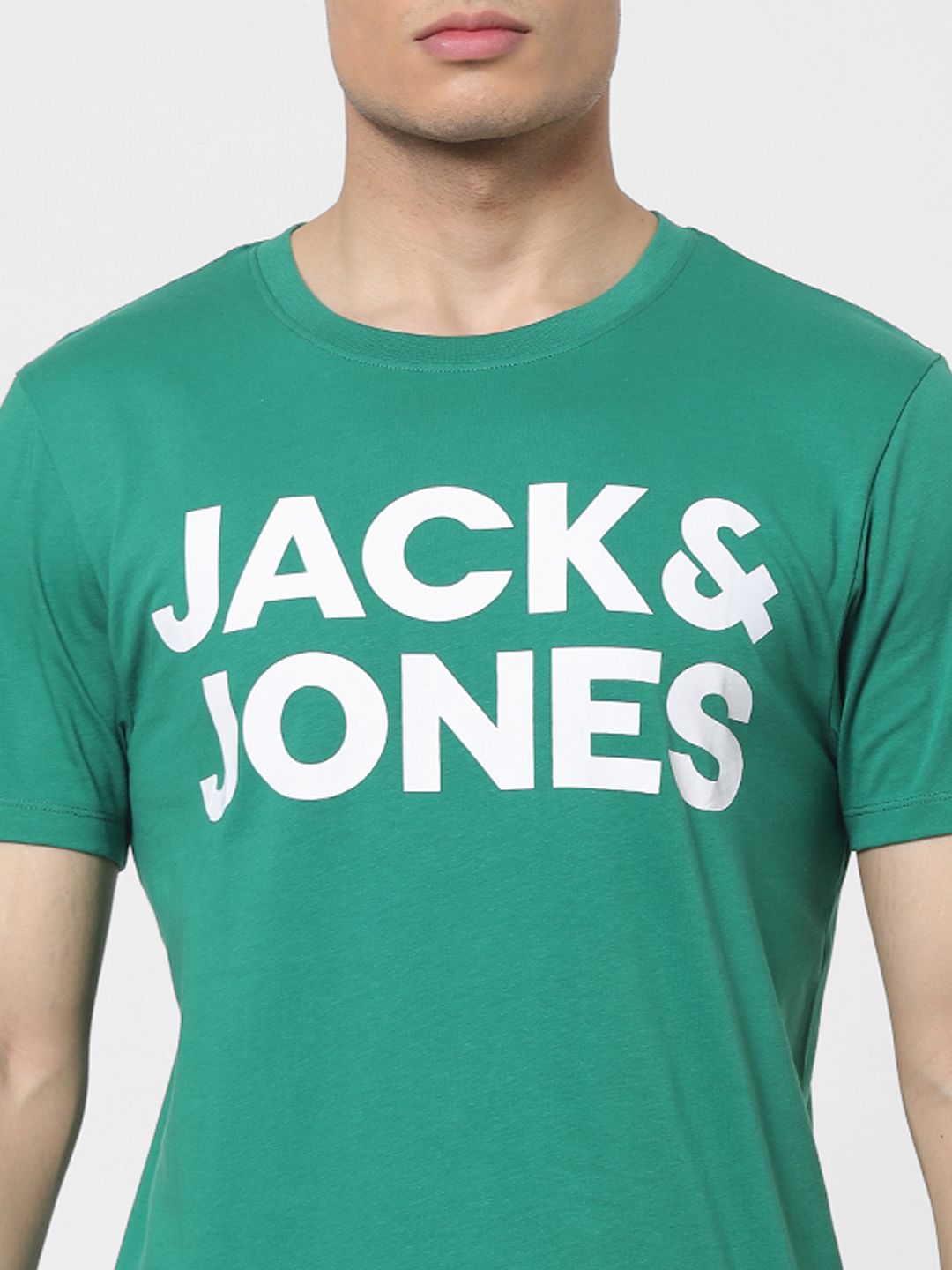 Green Logo Print Crew Neck T-shirt