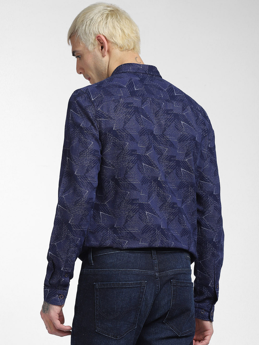 Blue Abstract Print Full Sleeves Shirt
