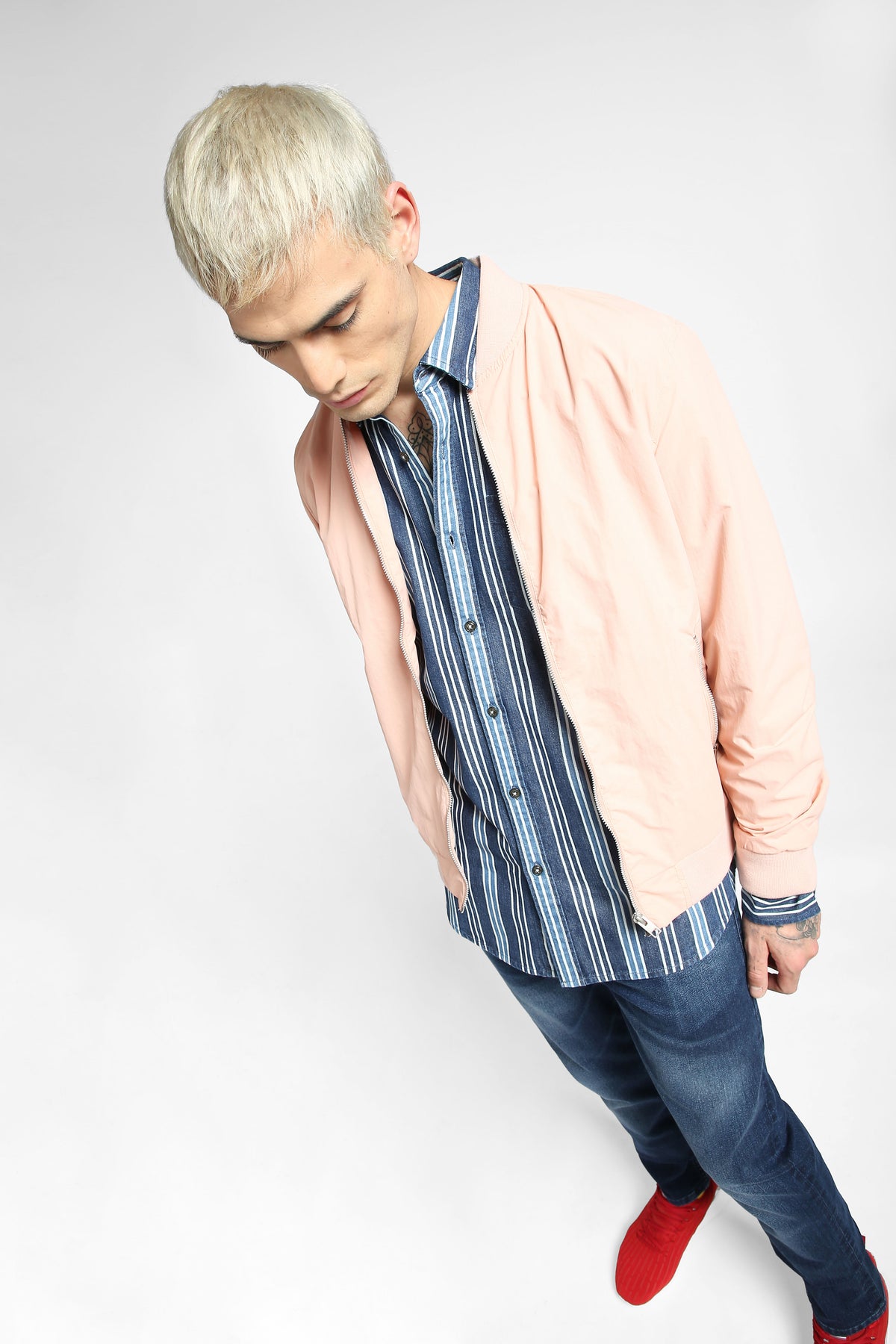 Blue Striped Full Sleeves Shirt - S