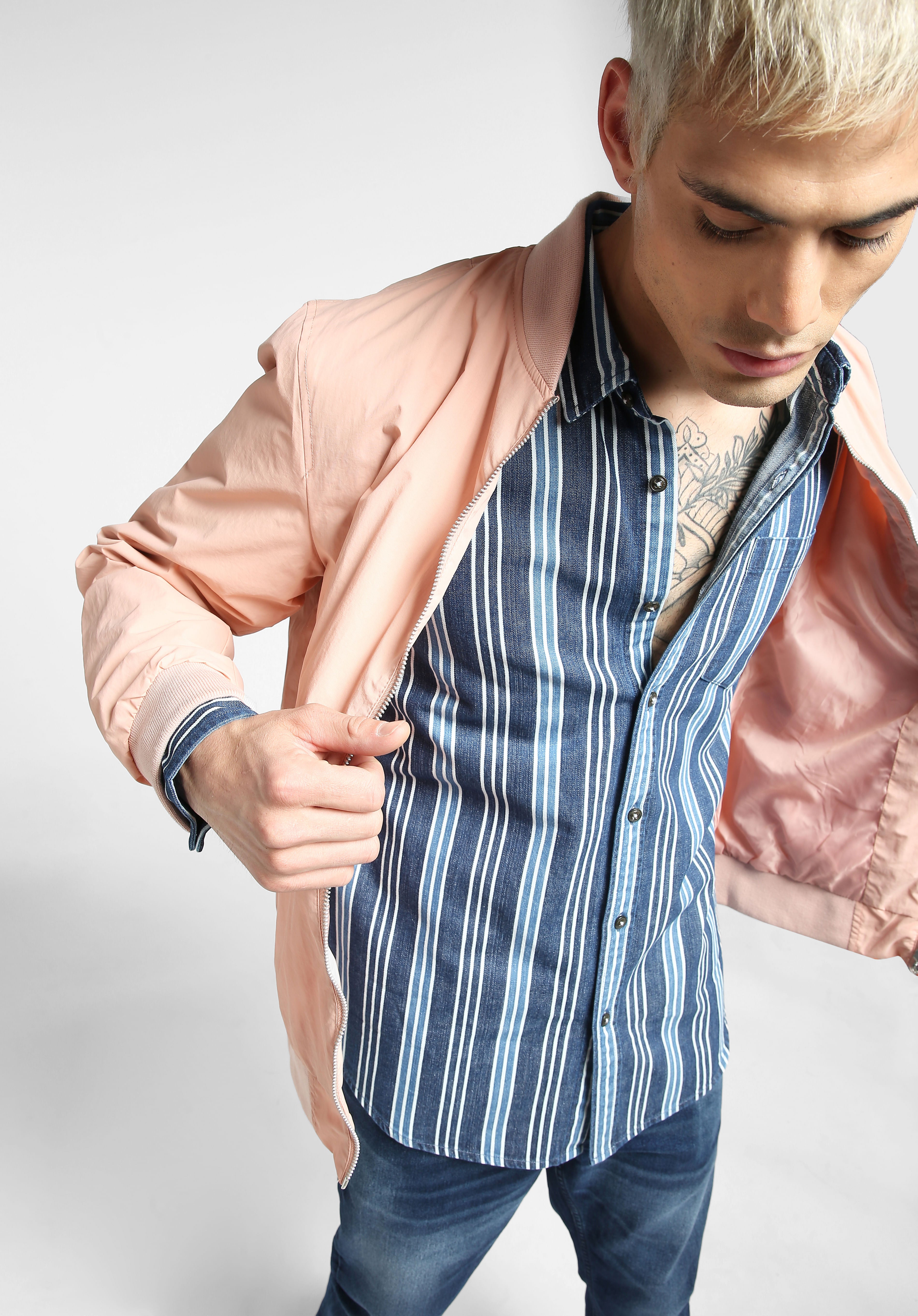 Blue Striped Full Sleeves Shirt