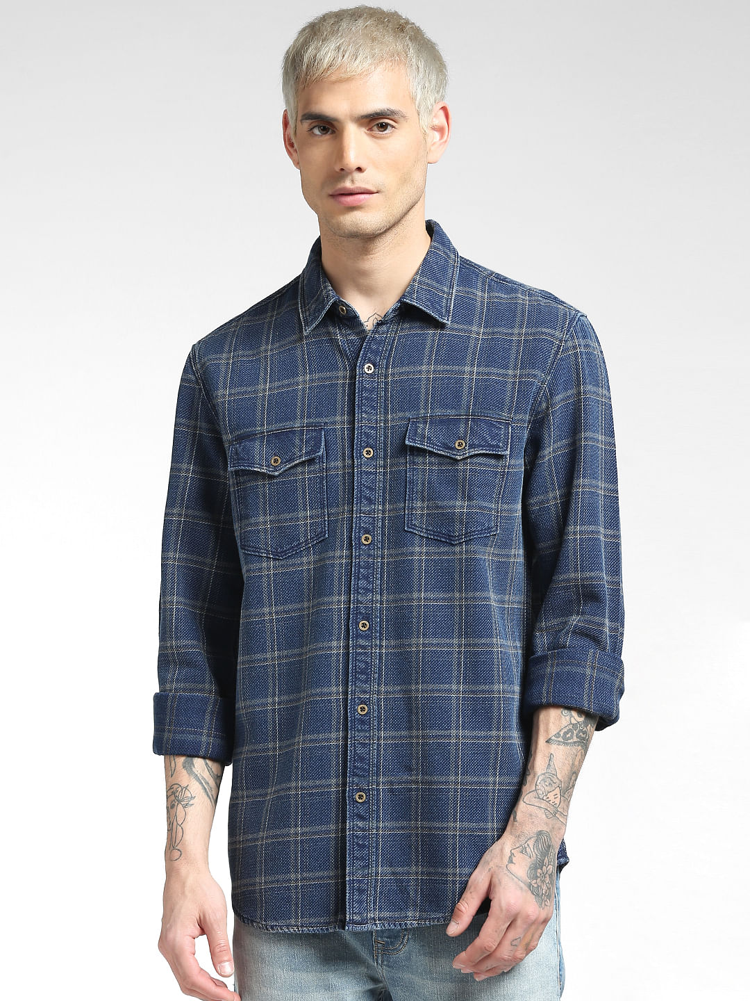 Blue Check Full Sleeves Shirt