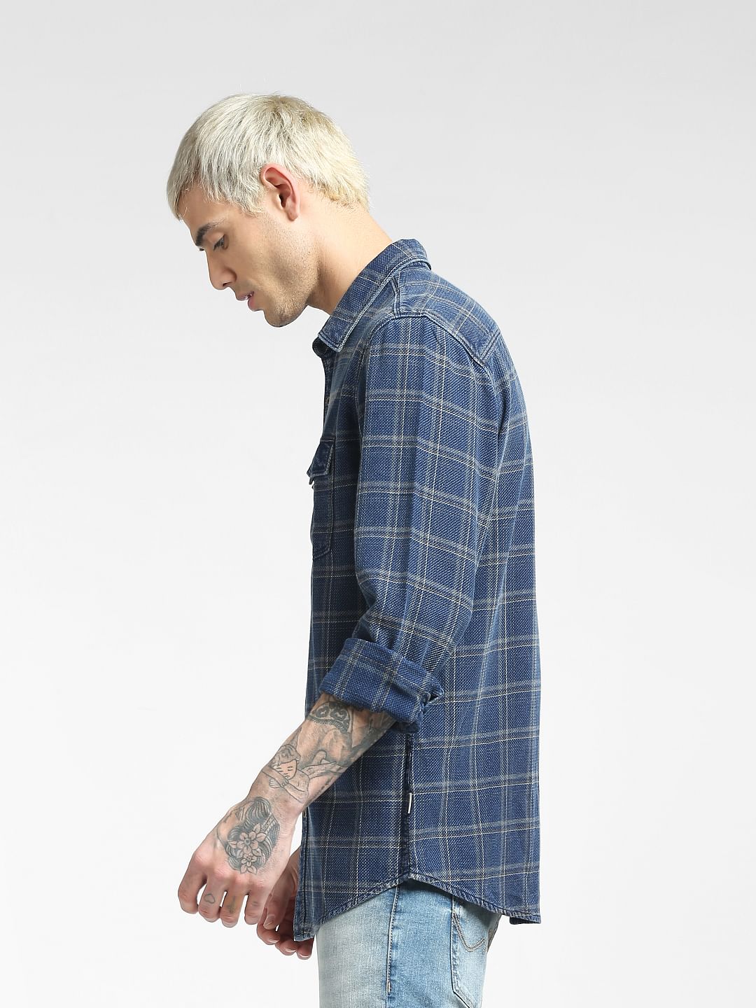 Blue Check Full Sleeves Shirt