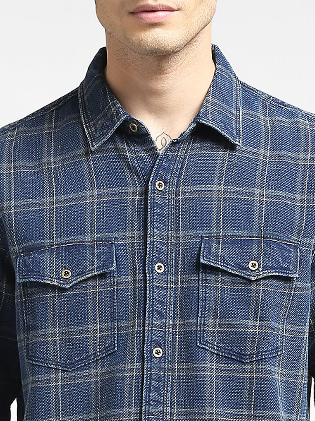 Blue Check Full Sleeves Shirt