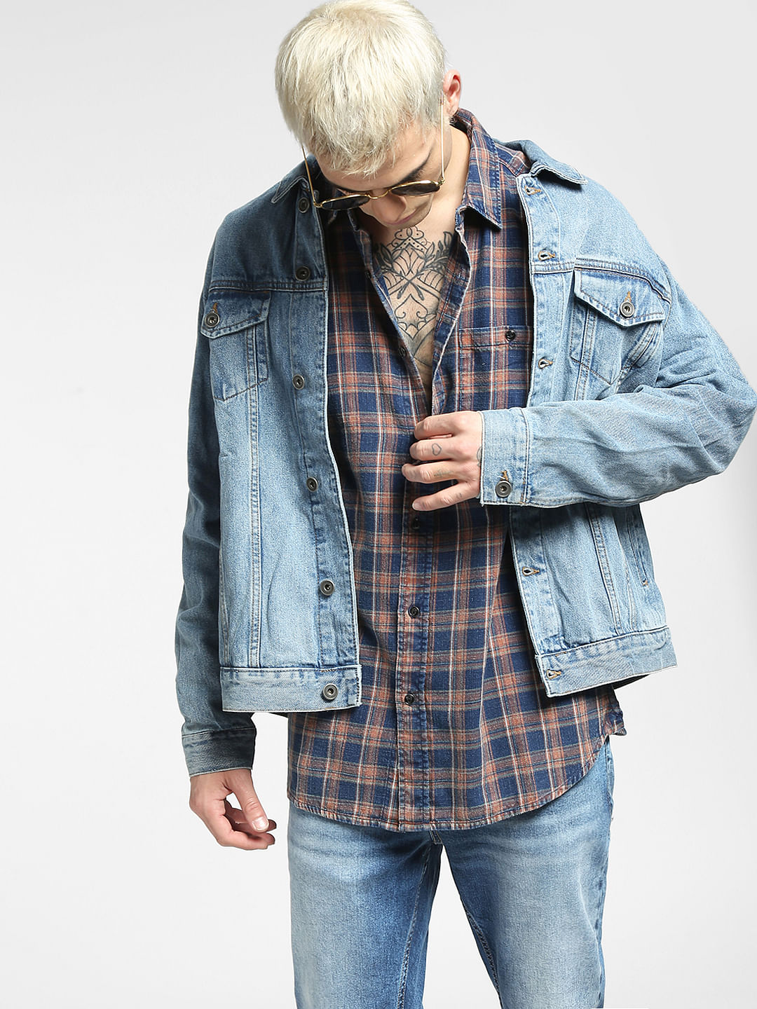 Blue Checked Full Sleeves Shirt - S