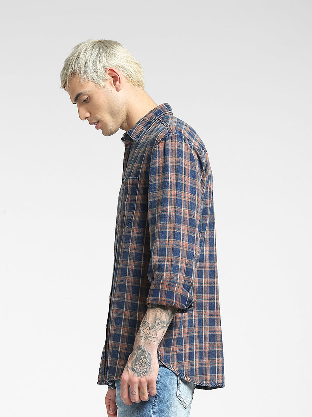 Blue Checked Full Sleeves Shirt