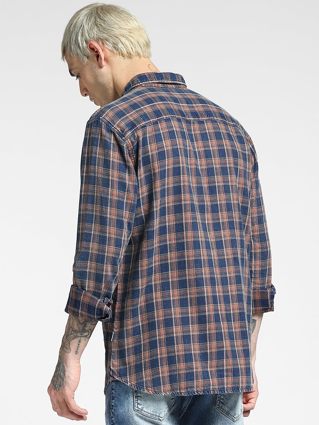 Blue Checked Full Sleeves Shirt