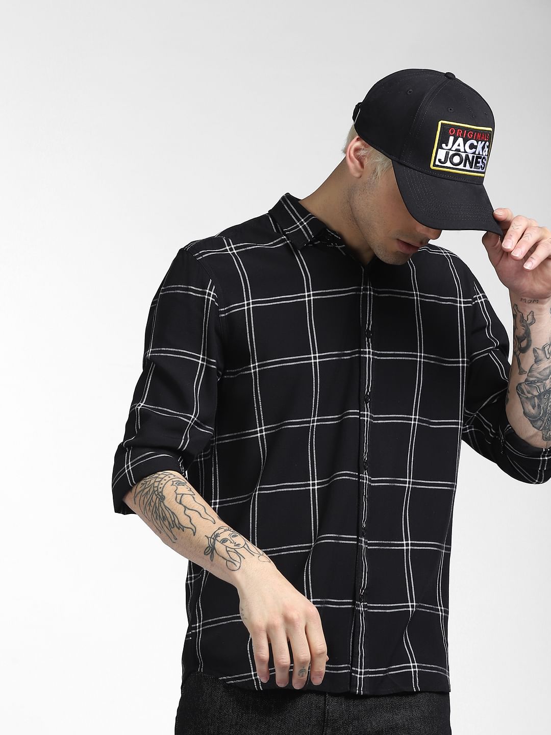 Black Check Full Sleeves Shirt - S