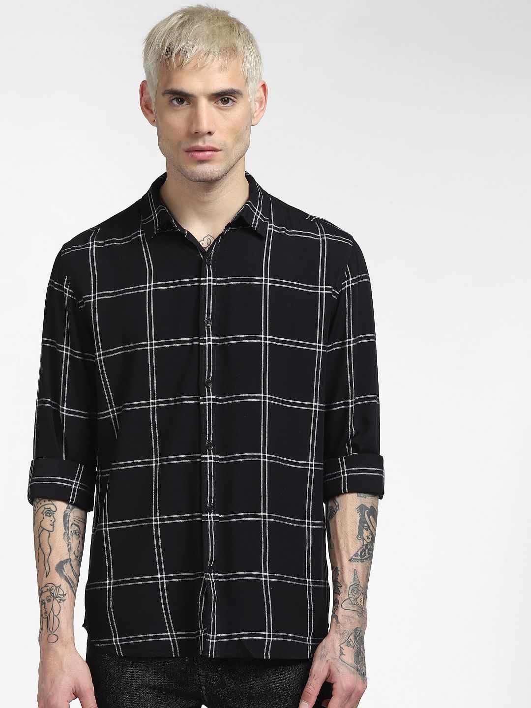 Black Check Full Sleeves Shirt