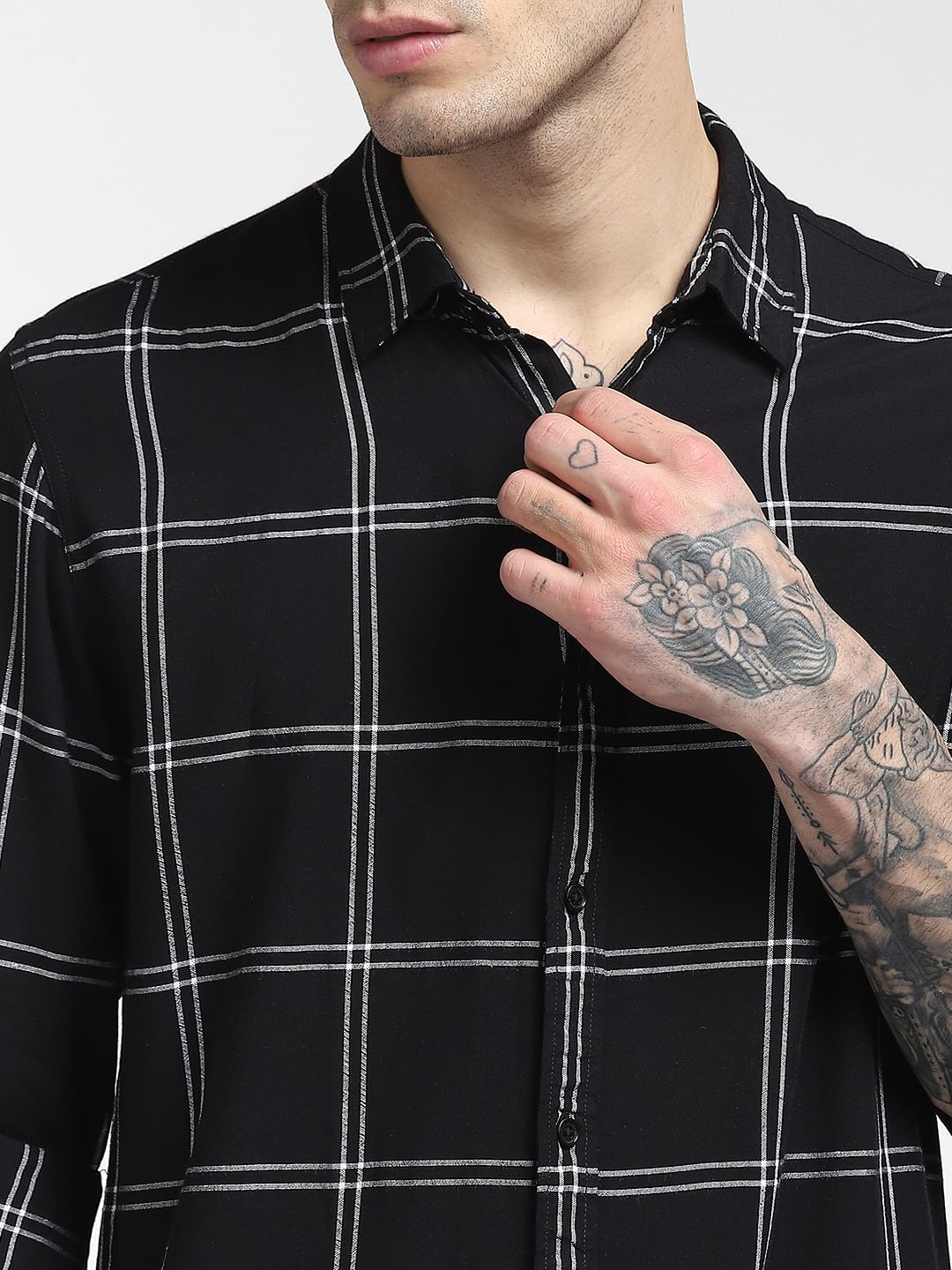 Black Check Full Sleeves Shirt